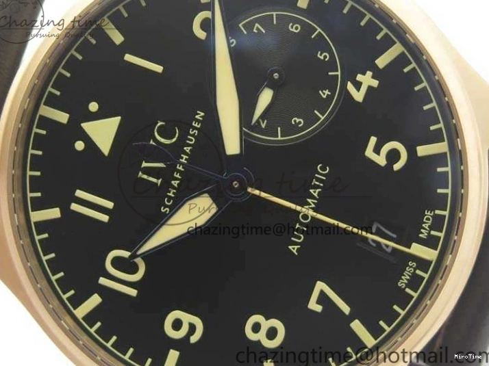 MIROTIME 0823 Big Pilot IW510301 Satin-Polished RG YLF Best Edition Black Dial On Leather Strap A Flexible 7222
